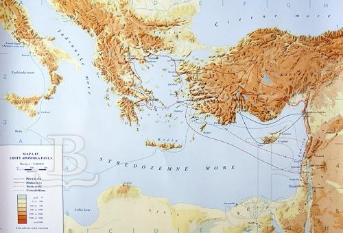 Biblická mapa nástenná, laminovaná – Cesty Apoštola Pavla (mapa IV)